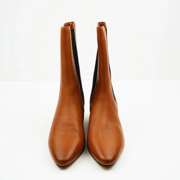 New JCREW Leather High-Shaft Stacked-Heel Boots Rich Caramel - Picture 5 of 8